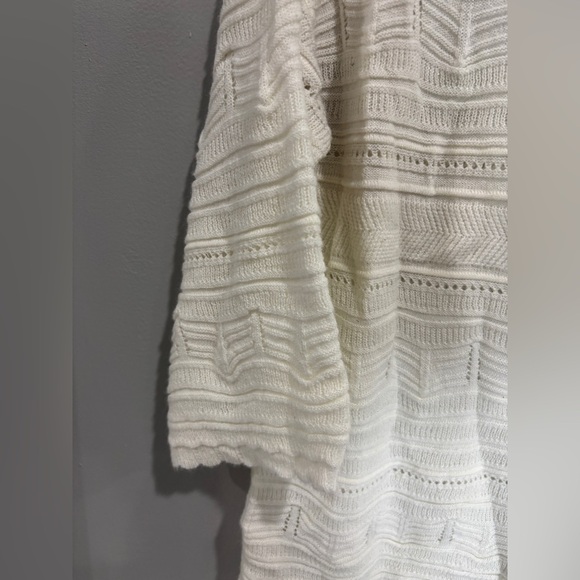 Anthropologie Moth Ivory Acrylic Eyelet Lace Crewneck Sweater Small - Picture 2 of 9